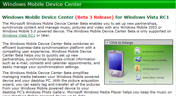 Windows Mobile Device Center