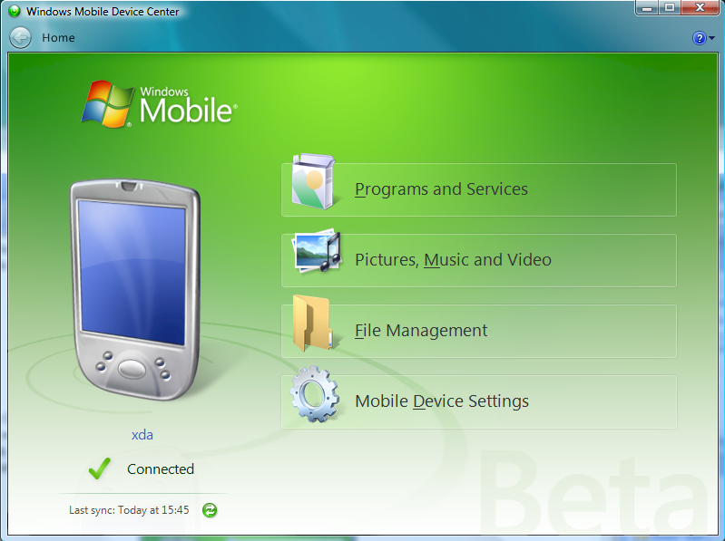 Windows Mobile Device Center