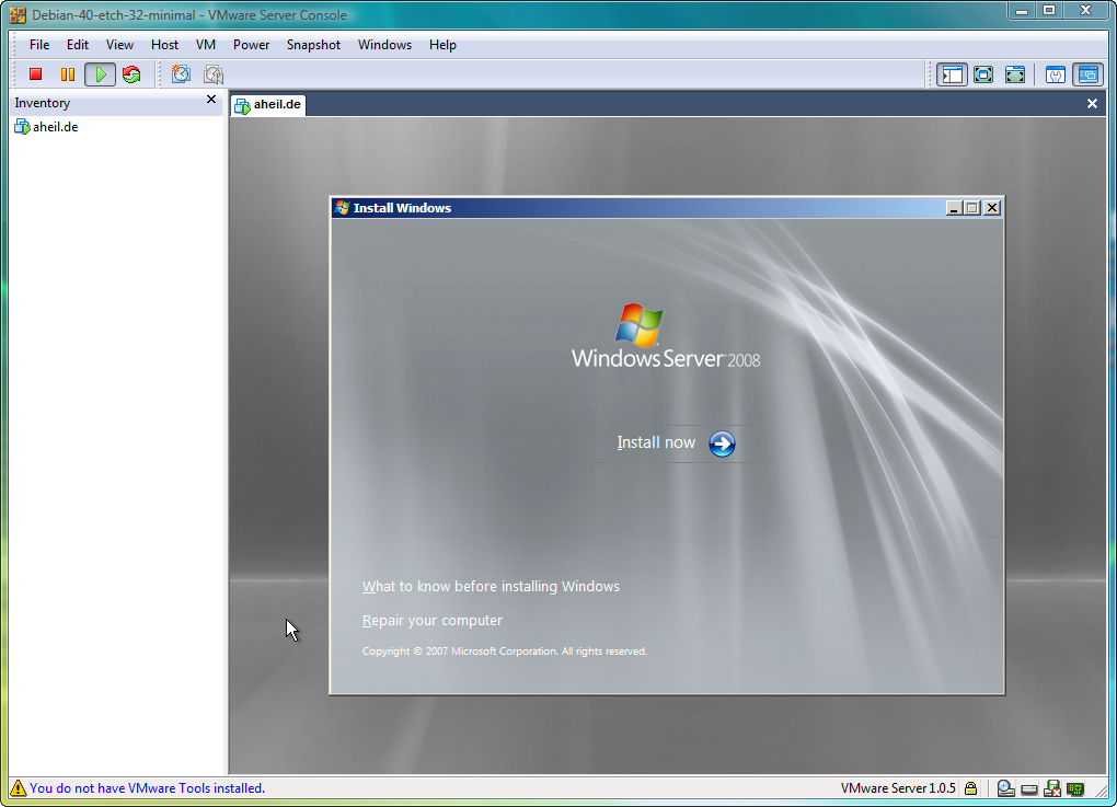 Install Windows Server 2008