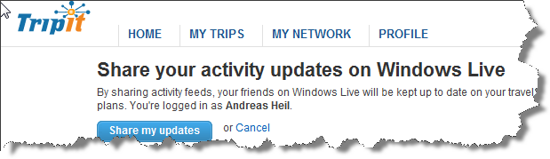 Share your activity on Windows Live