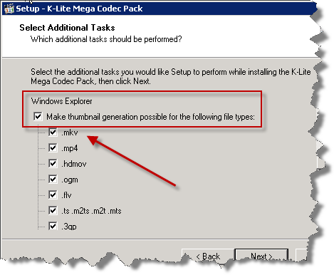 K-Lite Mega Code Pack Setup Dialog - Additional Tasks