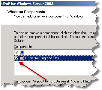 UPnP for Windows Server 2003