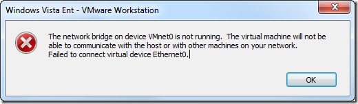 VMware Workstation Error Message