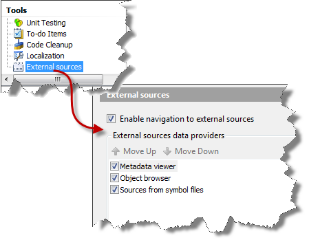 ReSharper Options: External sources