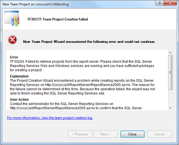 New Project TFS Error TF30224