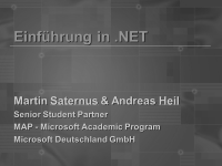 Einführung in .NET Einführung in .NET