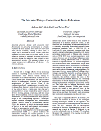 The Internet of Things - Context-based Device Federations