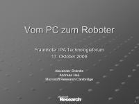 Vom PC zum Roboter Vom PC zum Roboter