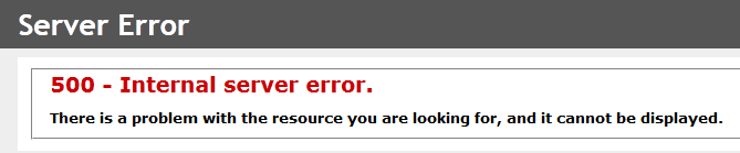 500 - Internal Server Error Message