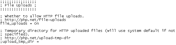 php.ini File Uploads Settings