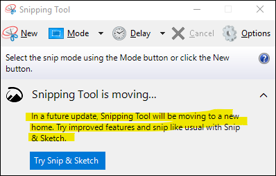 Snipping Tool is moving dialog